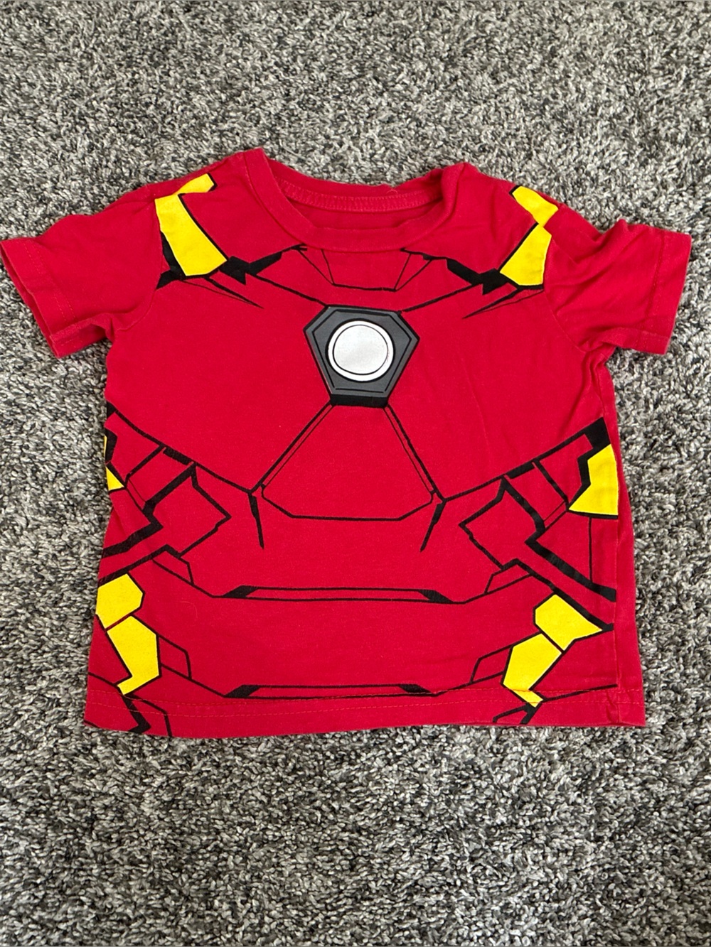 Marvel Avengers Iron Man Red and Yellow Toddler Short Sleeve Tee, Size 2T